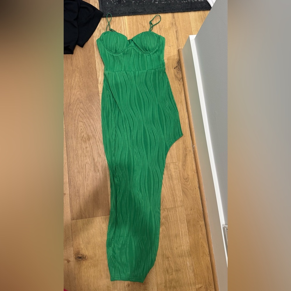 Hello Molly Green Asymmetrical Ribbed Pencil Skirt